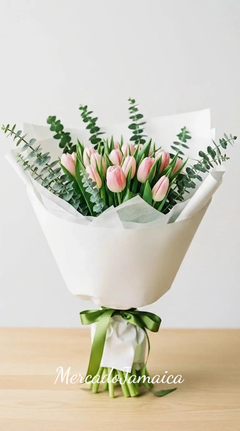 Ramo de tulipanes rosa pastel